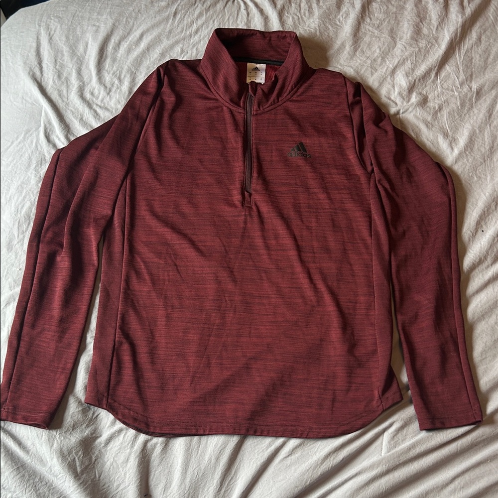 Adidas Burgundy Men’s Medium 1/4 Zip Long Sleeve Top Sz M